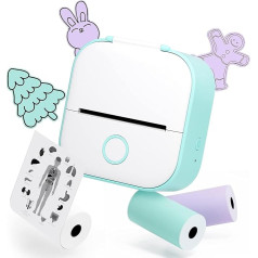 T02 Mini Stickers, Portable Photo Thermal Printer for Learning Notes Pictures Photos Magazines Compatible with Mobile Phone Tablet Green