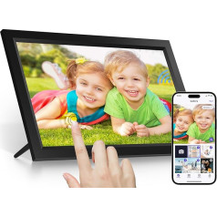 15.6 Inch WiFi Digital Photo Frame, 1366 x 768 HD IPS Touchscreen Photo Frame Electronic, 32 GB Memory, Auto Rotate, Wall Mounting, Share Photos/Videos Instantly via App from Anywhere