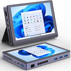 SZBOX Mini PC Computer N200 (Upgrade N150) with Screen, Tablet Computer Win11 with LPDDR5 16GB Integrated, 512GB SSD Wifi6 BT5.2 Battery 3400mAh, Portable PC 7 Inch Touch Screen with Fan