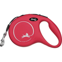 Automātiskā pavadas jauna klasiskā m siksna 5 m - suņiem līdz 25 kg, sarkana krāsa