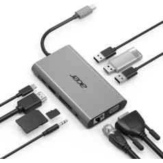 10-in-1 c tipa savienotājs 3xusb 3.0