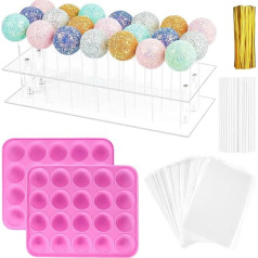 Cake Pop Maker Kit - 302 Piece Cake Pop Baking Mould Set, Fun Kids Baking Set with Cake Pop Mould, Cake Pop Holder and Cake Pop Sticks and Bags, Golden Bow Ties