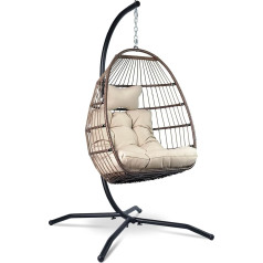 VITA5 Hanging Chair with Stand, Comfortable Hanging Basket for Relaxing, Unique, for Indoors and Outdoors, Boho Egg Chair Swing for Patio, Children's Room, Reading Corner, 150 kg Load Capacity, Grey