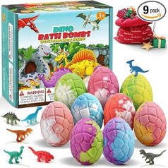 Qivatex Bath Bombs for Children with Dinosaur Toy Inside, 9 Pieces for Children, Easter Gifts, Birthday Gifts for Boys and Girls 3-12 Years