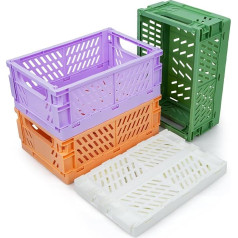 iHomara 4 x Foldable Storage Baskets, Sturdy Folding Basket (25 x 16 x 10 cm), Multifunctional Storage Box Organisation for Cupboard, Bookcase, Bathroom, Bedroom, Kitchen