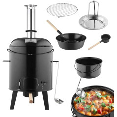 Strattore Goulash Cannon Goulash Pot 19 Litre Stew Oven with Grill Function Oven Grill Kettle Grill - Chicken Roaster 10 L Pan Kettle Goulash Pot Enamelled with Lid for Outdoor Kitchen Field Kitchen