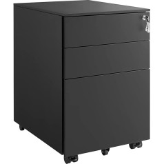 SONGMICS Steel Rolling Cabinet with 3 Drawers and Hanging File Lockable Office Cabinet