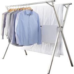 GISSAR Foldable Clothes Airer, Stainless Steel Clothes Airer for Indoor and Outdoor Use, Easy Storage, Clothes Rack, 1.6 m