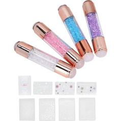 GLOGLOW Maniküre Stamper Kit Nägelkunst Stamper Silikonstempelstempel Doppelt mit Kristallklarem Silikonharz für Heimnagel Salon Mode Strassverzierung