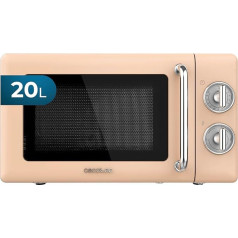 Cecotec Mikrowelle Proclean 3010 Mechanische, 20 l, Retro-Beige, 700 W, 6 Stufen, Timer bis zu 30 Minuten, Auftaumodus, Vintage-Design in Beige, Stahl-Finish