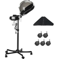 VEVOR Professional Hair Steamer, 30cm Ionic Hair Steamer with Hood and 2 Modes, Height Adjustable Standing Hair Steamer with Timer, 5 Wheels (2 Lockable) for Salon Home Spa