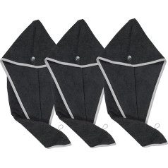 Betully Quick-Drying Head Towel with Button Made of 100% Cotton 500 g/m² Soft Absorbent and Gentle Towel Hair for All Hair Types Ideal for Travel Hair Towel (Anthracite)