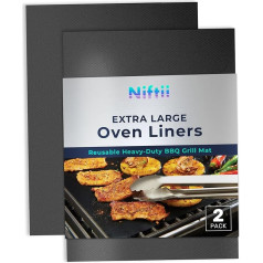 Niftii Extra Large BBQ Grill Mat - 2 Pack Non-Stick Grill & Baking Mats for Gas, Charcoal, Oven and Electric Grills, Reusable Heat Resistant Oven Mats, Essential BBQ Accessories