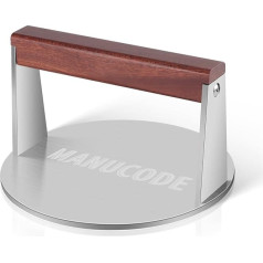 Manucode Stainless Steel Smash Burger Press, 17 cm, 1000 g Burger Smasher, Meat Weight for Steak