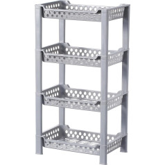 Qualiware Corner Shower Shelf, 4 Tier Standing Shelf, Rustproof Corner Shelves for Bathroom Accessories, Shower Pan, Bathtub, Bathroom Storage Unit, 17.3 x 27 x 51 cm (Grey)