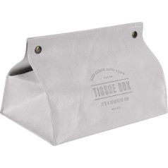 Jenngaoo Tissue Box, Leather Originality Tissue Box, Desktop Tissue Organiser, Cosmetic Tissues Box Holder for Bathroom, Bedroom, Living Room, Desk (Grey)