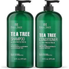 Botanic Hearth Shampoo and Conditioner Set - With 100% Pure Tea Tree Oil for Itchy and Dry Scalp, Sulfate/Paraben Free - For Men and Women - 16 fl oz Each
