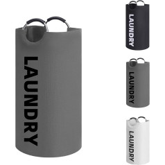 Large Laundry Basket, 90L Collapsible Laundry Bag, Free Standing Tall Laundry Basket, Foldable Laundry Basket with Padded Handles, Good for Easy Storage (Grey)