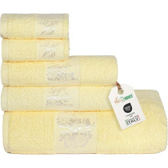 nice homeit Towel Set - 100% Ring Spun Cotton - Extra Soft and Absorbent - Towel Set for Bathroom - Made in Italy (Yellow)