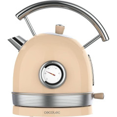 Cecotec ThermoSense Elektrischer Wasserkocher 420 Light Beige, 1,8 Liter, 2200 W, Temperaturmessung, Basis 360 Grad, Edelstahl, Vintage-Stil, Beige