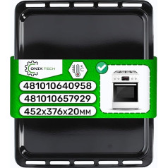 Enamelled Oven Tray 452 x 376 x 20 mm with Original Code C00325793 C00325934 481010640958 481010657929 for Whirlpool for Bauknecht for Indesit for Ariston - Warranty 5 Years - ONIX TECH