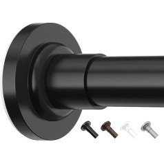 Yeabett Curtain Pole, No Drilling, 53-119 cm, Shower Curtain Rail, Telescopic Rod, Clamping Rod for Curtains, Curtain Rail, Black