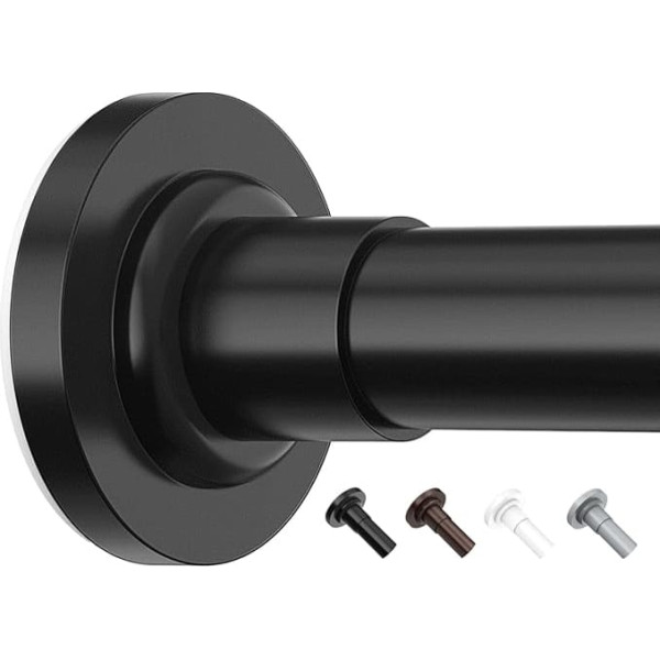 Yeabett Curtain Pole, No Drilling, 53-119 cm, Shower Curtain Rail, Telescopic Rod, Clamping Rod for Curtains, Curtain Rail, Black