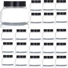 Zentriqlla Kunststoffgläser mit schwarzem Deckel, BPA-frei, leere Körperpeeling-Behälter, rund, transparent, für Zuckerpeeling, Lotion, Körperbutter, Creme, 16 Stück