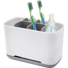 TULEBOLIAN Toothbrush Holder - Removable Bathroom Toothbrush Cup with Drain Hole - 4 Toothbrush Compartments + 2 Toothpaste Compartments - Non-Slip Base