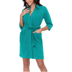 Beuwltpa Bathrobe for Women, Lightweight, Short Dressing Gown for Women, Soft, Kimono Robe in Waffle Pique with Pockets for Summer