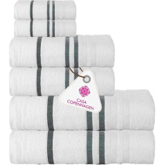 Casa Copenhagen Exotic 6 Piece Towel Set White 525gsm 2 Bath Towels 2 Hand Towels 2 Face Cloths Soft Egyptian Cotton Bathroom Kitchen Shower