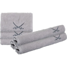Sansibar Flannels Set of 6 Approx. 30 x 30 cm 100% Cotton with Embroidered Sabre Logo Hand Towels Silver