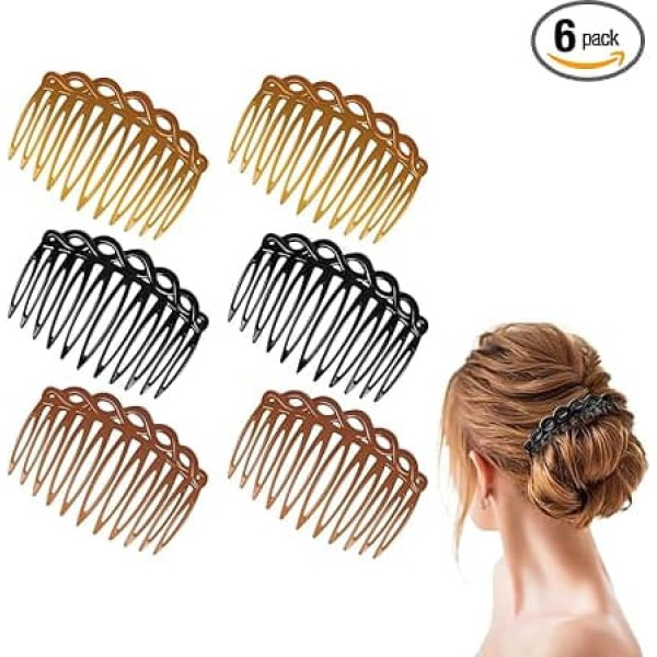 dinghaole 6 Stück Französische Seitenkämme, Steckkamm Haare, Kunststoff French Hair Comb Einsteckkamm 3 Farben Dekorativer Haarkämme für Frauen Braut Hochzeitsschleier