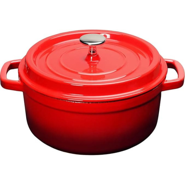 Enamel Die-Cast Aluminium Ceramic Pot Oven-Safe: Non-Stick Pan Easy Cleaning Roasting Pot Kitchen Casserole with Lid for All Hobs (Red, 2.75 L)
