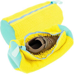Shoe Wash Bags for Washing Machine, Pack of 2, Thickened Shoe Wash Bag, 360° Cleaning, Reusable Wash Bag with Zip, Shoes Laundry Bag for Mesh Shoes, Trainers, 39 x 19 cm (Yellow)