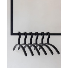 Metallbude FAY Clothes Hangers Set of 6 Black - Lightweight, Space-Saving, Non-Slip, Sturdy Plastic Hangers - Modern Clothes Hanger Design for Wardrobe - Hanger 46 cm