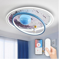 RRBEST LED Children's Ceiling Light, Moon Surface Astronaut Design Ceiling Light, Dimmable Boys and Girls Room Light with Remote Control, Bedroom Ceiling Nursery Lighting