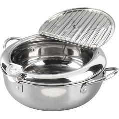 HEEPDD Fryer Pan, Chip Pan Fryer Tempura Fryer Pot with Japanese Style and Induction Cooker Compatible, Default, L