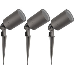 Ledvion - 3 x LED Garden Spotlights, Anthracite, IP65, 5 W, GU10 Socket, 2 m Cable, LED Spotlights, Garden Spotlights