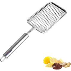 SIGNAMIO® Hand Kadukas Cheese Grater for Kitchen Stainless Steel Carrot Large Ginger Slicer Vegetable Fruit Grinder - With Steel Protective Cover Dishwasher Safe 30 Inch Flat (Steel Handle)