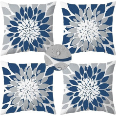 Qahing 4 Pack Outdoor Waterproof Cushion Covers Decorative Outdoor Square Cushion Covers for Patio Furniture Couch Tent Sunbed Blue Grey