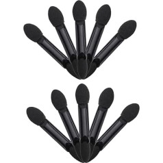 POPETPOP Disposable Double-Sided Eyeshadow Brushes with Sponge Tips, Black for Precise Make-Up Applications, Easy to Use, Transport, Pack of 10
