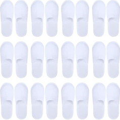 Sklepee 12 Pairs Disposable Velvet Slippers Non-Slip Closed Spa Slippers Portable Shoes for Hotel Home Customer Use, White