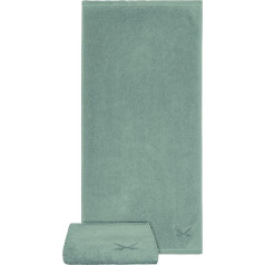 Sansibar Set of 2 Hand Towels 50 x 100 cm - Absorbent Terry Towel Made of 100% Cotton - Oeko-Tex Certified - Sylt Design with Embroidered Sabre Logo - Emerald