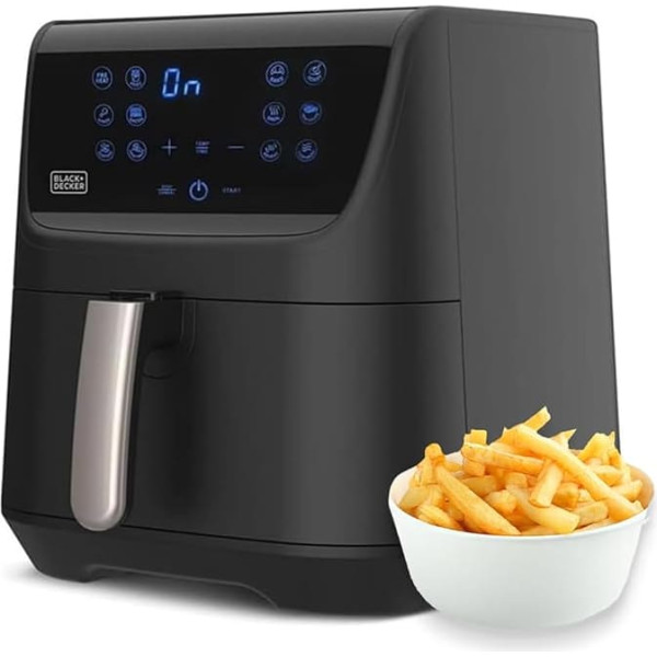 Air Fryer with Non-Stick Drawer and Timer - for Oil-Free Cooking, Healthy and Fast Cooking, 32.4 x 36.4 x 31.3 cm, Black Plastic, 1800W, 5.5L