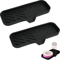 WATUNID Silicone Soap Dish, 2 Pack Sponge Holder with Drainage, Self-Draining Kitchen Sink Organiser, Kitchen Soap Tray, Bathtub Tray, Soap Dish for Shower, Bathroom, Kitchen
