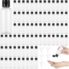 100 transparente 60 ml nachfüllbare Reiseflaschen mit auslaufsicherem Klappdeckel, leere Kosmetikbehälter für flüssiges Shampoo und Lotion