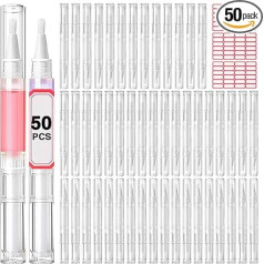 DupakSYS Nagelöl-Stift (3 ml), leer, für Reisen, transparent, mit Pinselspitze, für Nagelöl, Flüssigkeitsschlauch für Wimpernwachstum, 50 Stück