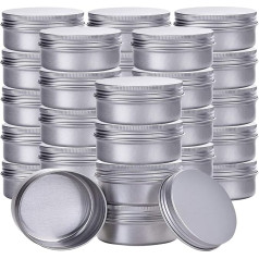 Hulless 50 x 30ml Aluminium Tin Refillable Containers Aluminum Screw Lid Round Tin for Cosmetic Lip Balm Cream