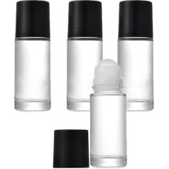 Wresty 4 x 50ml Glass Roll Up Bottles Deodorant Roller Bottles Travel Deodorant Containers DIY Rollerball Bottles for Perfume Sunscreen Moisturizer Cosmetics, black